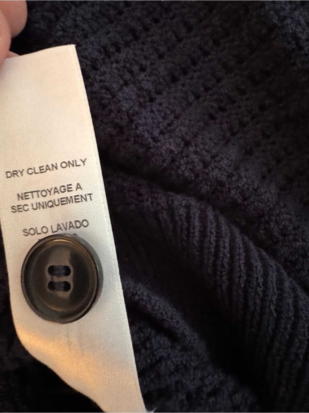 Frame The Shrunken Cardi / Navy Open-Knit Sweater - Picture 6 of 9